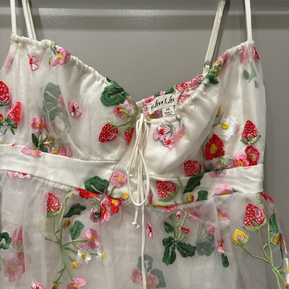 For Love And Lemons White Floral Midi Dress